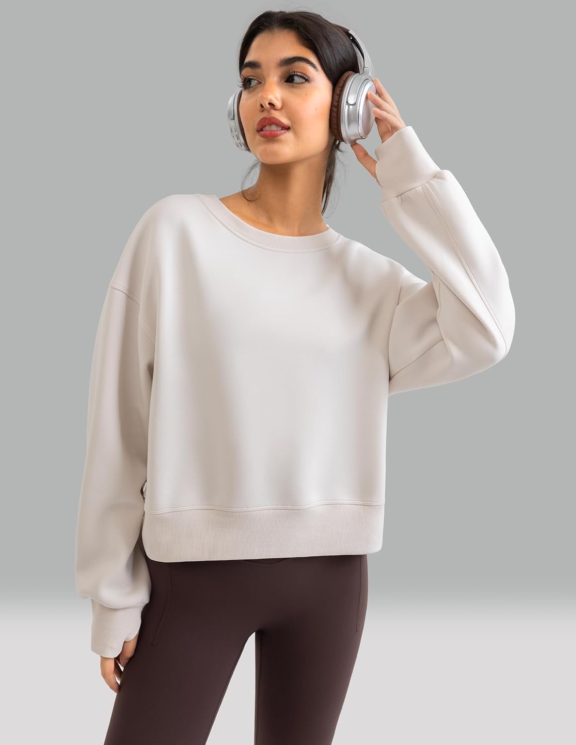 image:imageColorfulkoala Velvra Modal Fleece Lined Pullover Womens Soft amp Warm Lounge Sweatshirt Stylish Winter TopsIvory