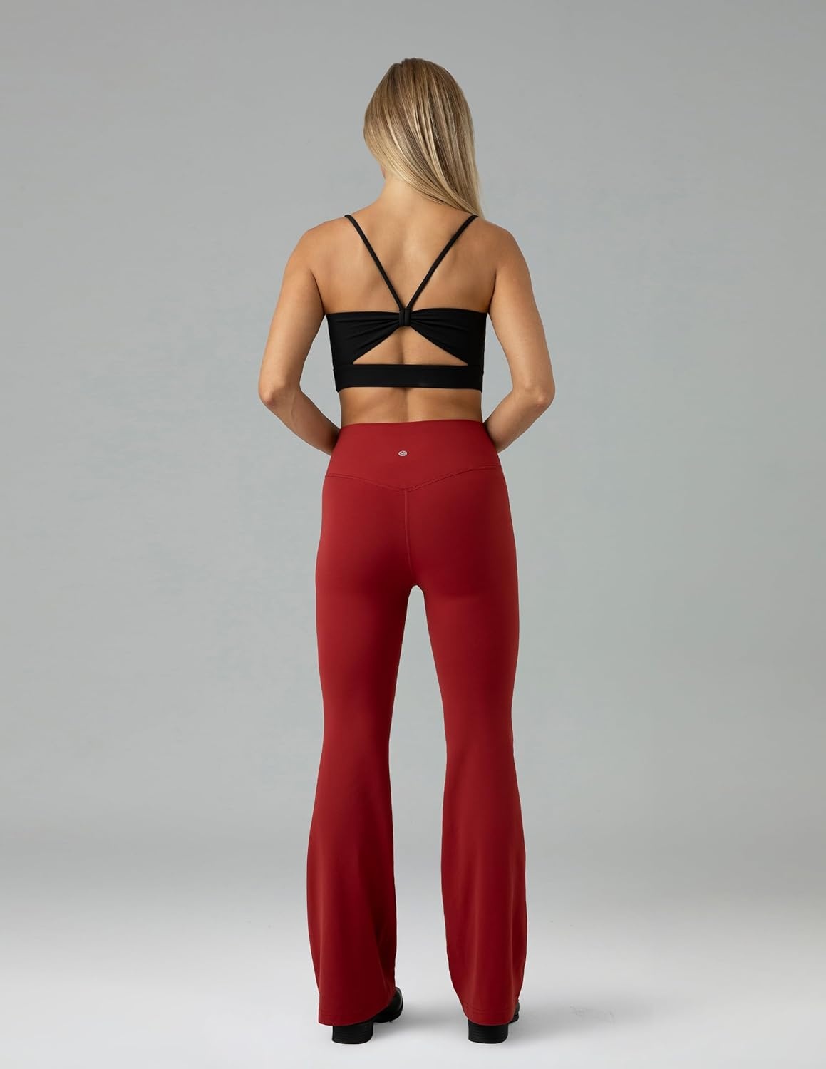 image:imageColorfulkoala Womens Dreamlux Crossover Flare Leggings High Waisted Tummy Control Wide Leg Yoga Pants 295 315 InseamMerlot