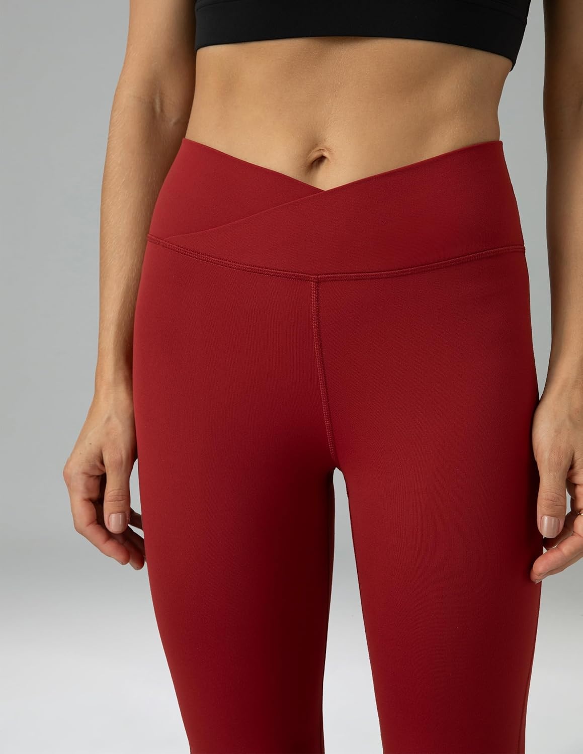 image:imageColorfulkoala Womens Dreamlux Crossover Flare Leggings High Waisted Tummy Control Wide Leg Yoga Pants 295 315 InseamMerlot