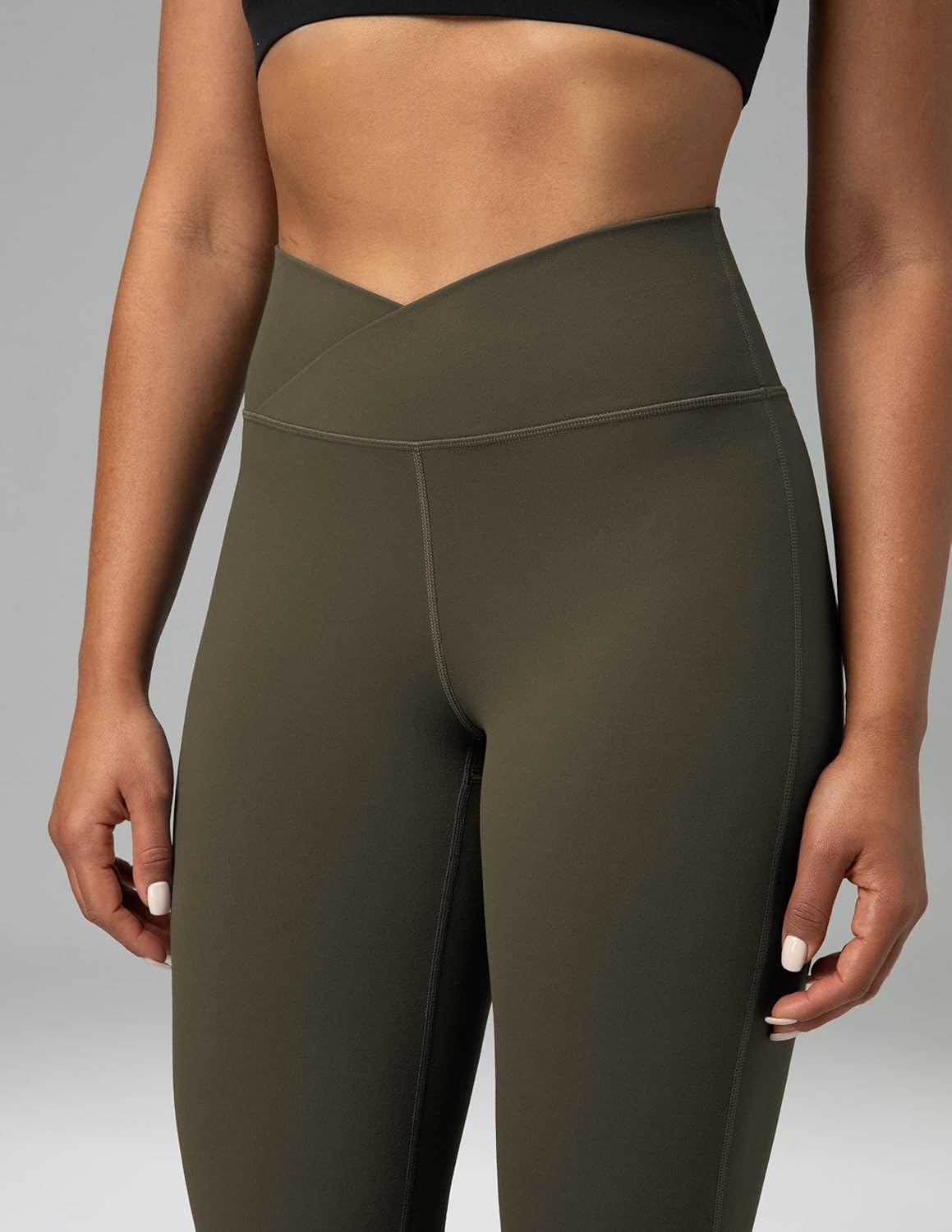 image:imageColorfulkoala Womens Dreamlux Crossover Flare Leggings High Waisted Tummy Control Wide Leg Yoga Pants 295 315 InseamOlive