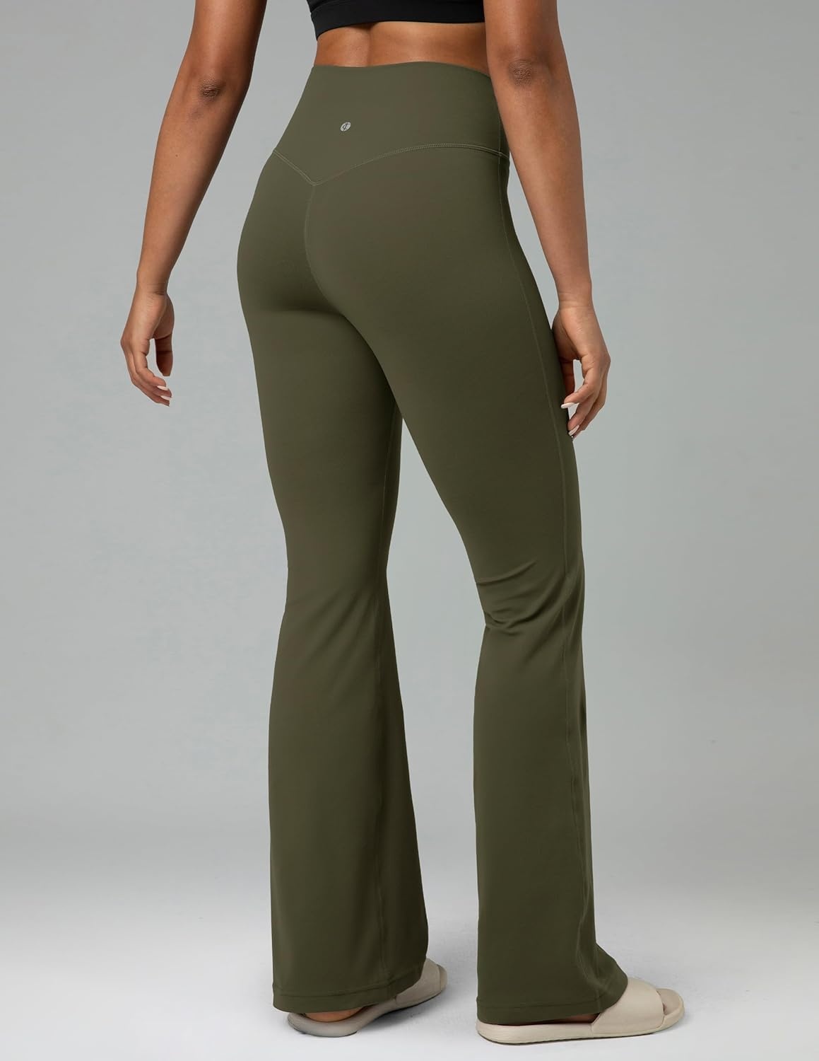 image:imageColorfulkoala Womens Dreamlux Crossover Flare Leggings High Waisted Tummy Control Wide Leg Yoga Pants 295 315 InseamOlive
