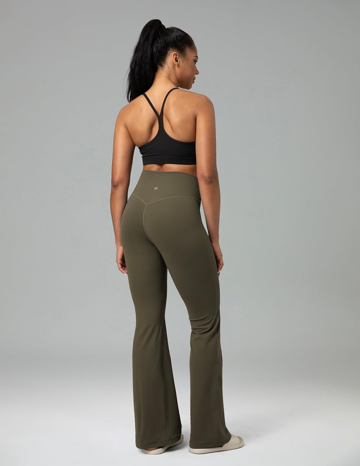 image:imageColorfulkoala Womens Dreamlux Crossover Flare Leggings High Waisted Tummy Control Wide Leg Yoga Pants 295 315 InseamOlive