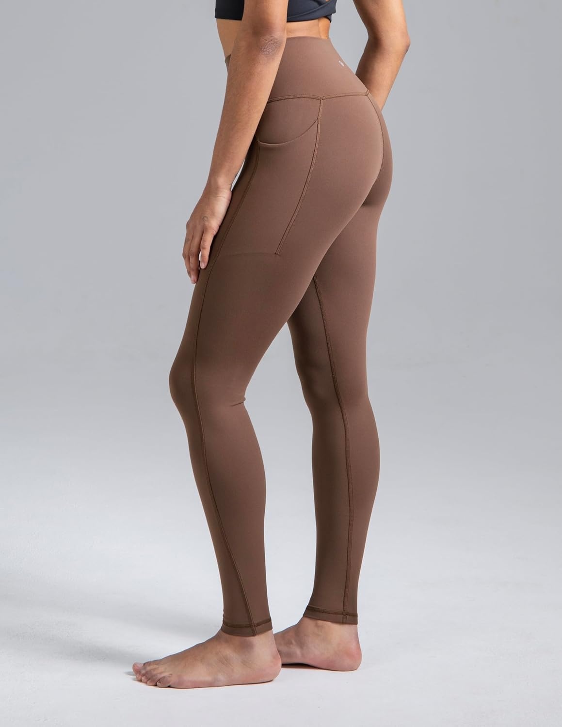 image:imageColorfulkoala Womens Dreamlux HighWaisted No Front Seam Yoga Leggings with PocketsCocoa