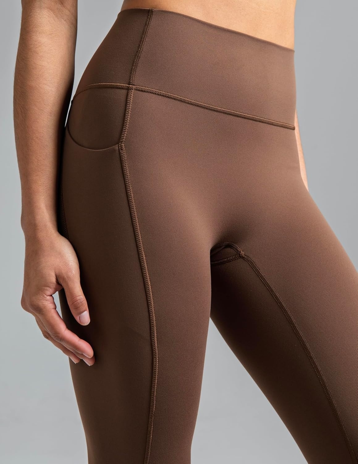 image:imageColorfulkoala Womens Dreamlux HighWaisted No Front Seam Yoga Leggings with PocketsCocoa