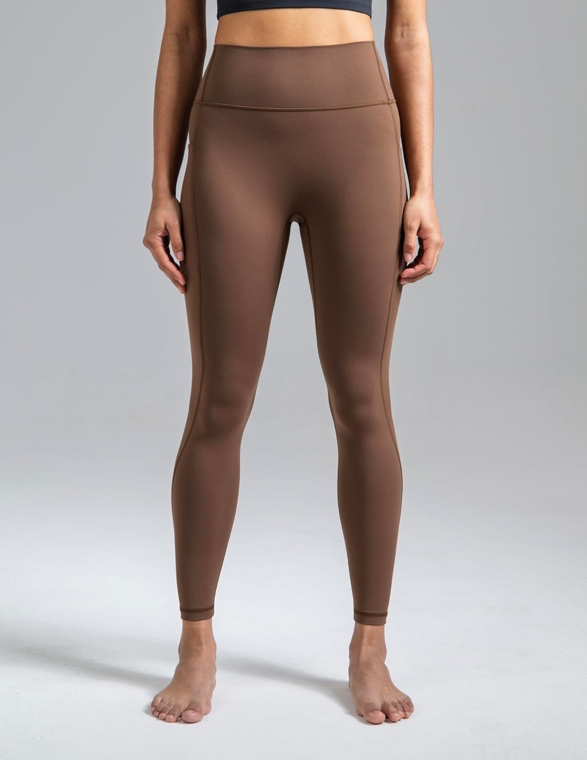 image:imageColorfulkoala Womens Dreamlux HighWaisted No Front Seam Yoga Leggings with PocketsCocoa