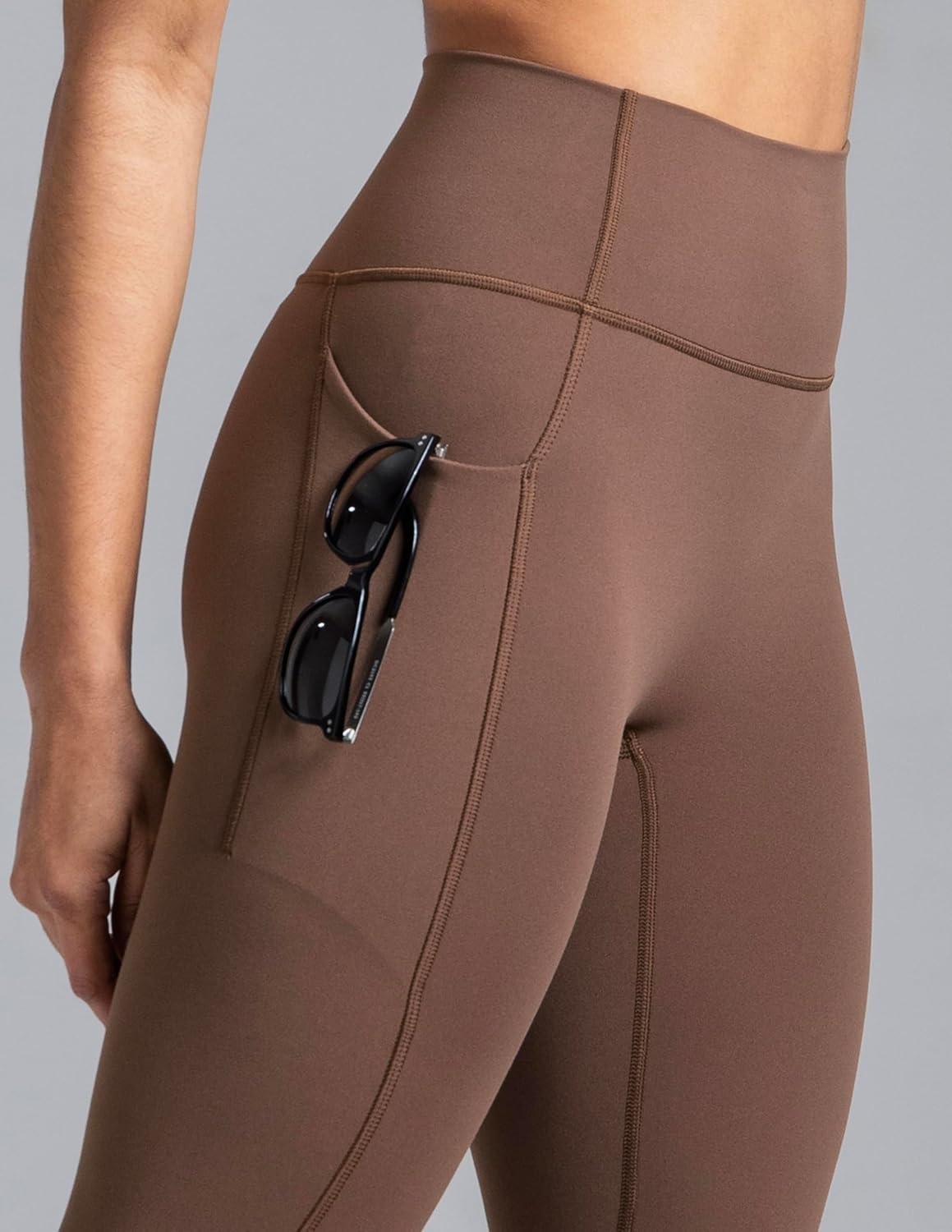 image:imageColorfulkoala Womens Dreamlux HighWaisted No Front Seam Yoga Leggings with PocketsCocoa