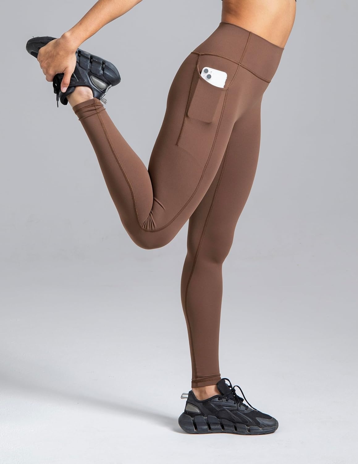 image:imageColorfulkoala Womens Dreamlux HighWaisted No Front Seam Yoga Leggings with PocketsCocoa