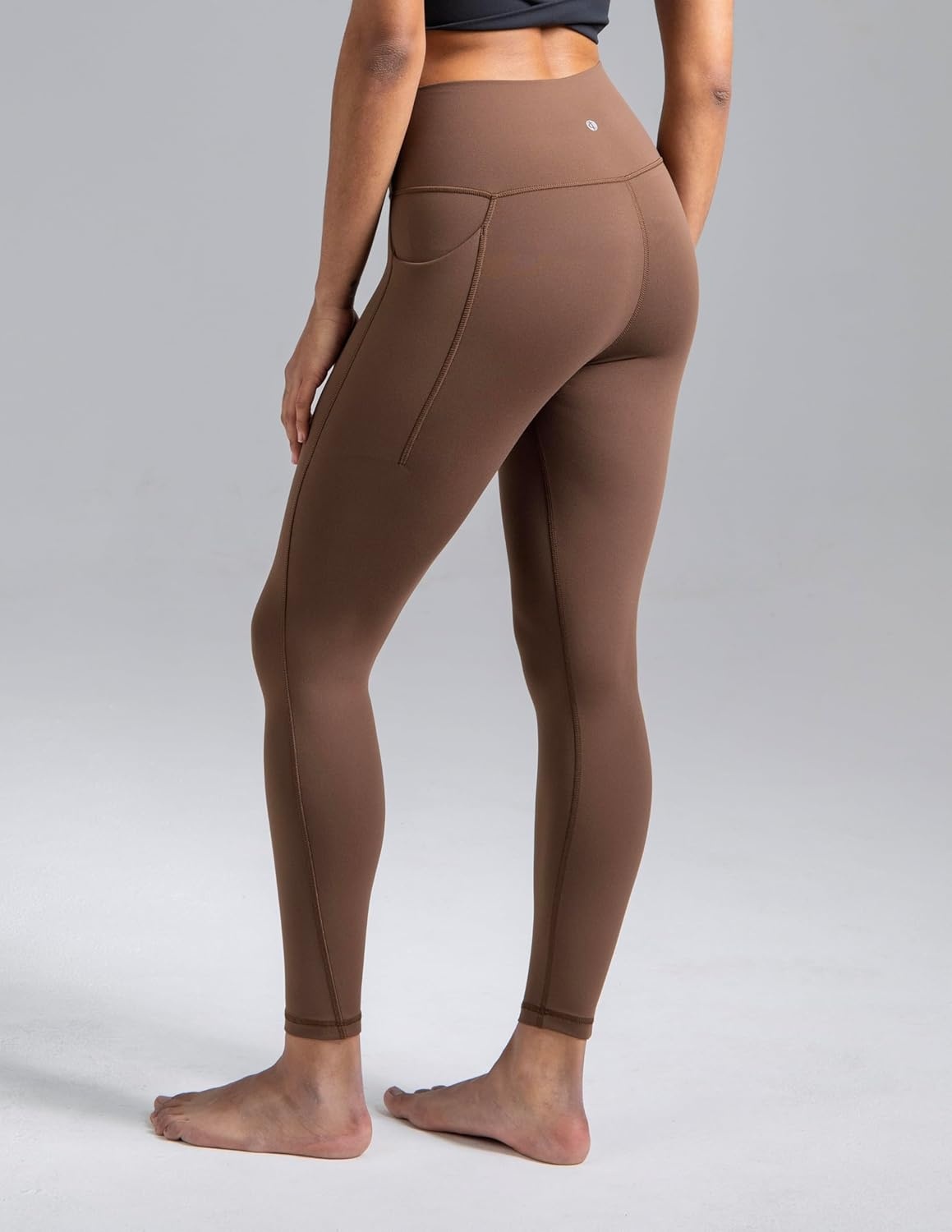 image:imageColorfulkoala Womens Dreamlux HighWaisted No Front Seam Yoga Leggings with PocketsCocoa