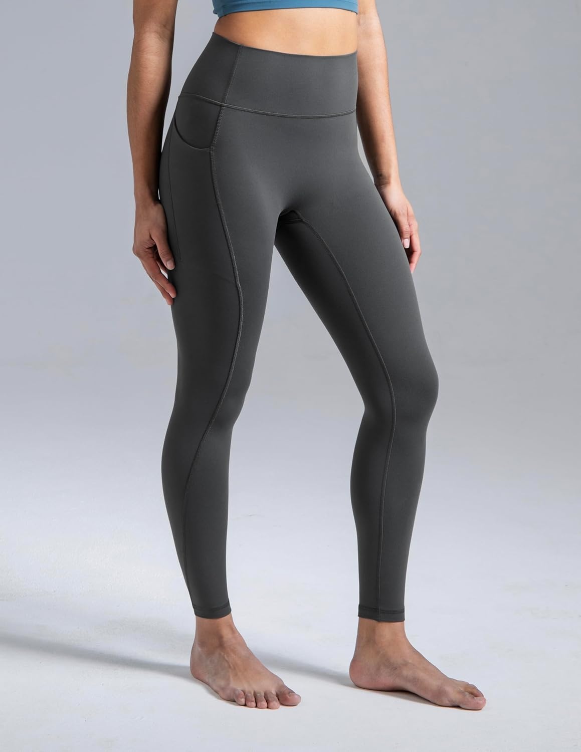 image:imageColorfulkoala Womens Dreamlux HighWaisted No Front Seam Yoga Leggings with PocketsDark Carbon