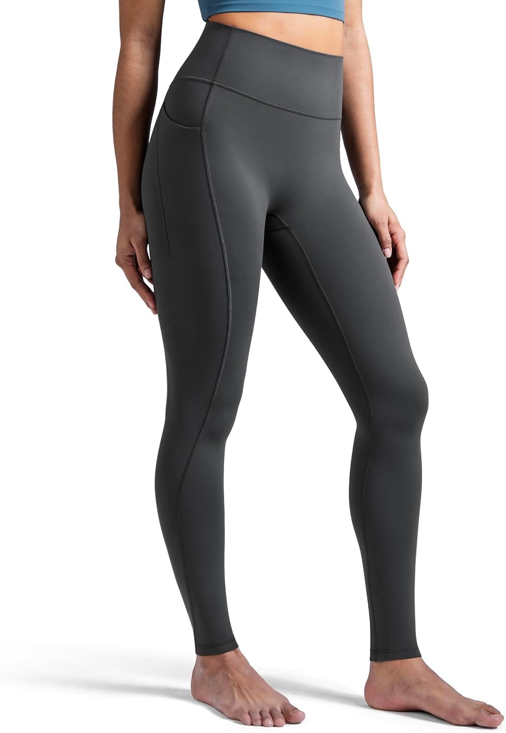 image:imageColorfulkoala Womens Dreamlux HighWaisted No Front Seam Yoga Leggings with PocketsDark Carbon