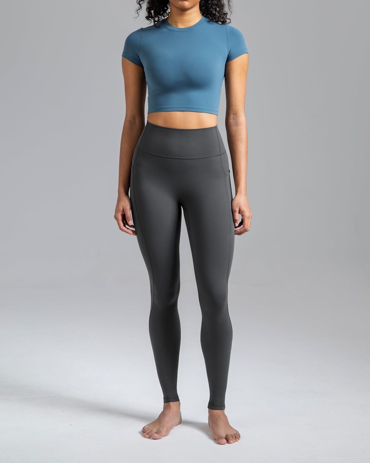 image:imageColorfulkoala Womens Dreamlux HighWaisted No Front Seam Yoga Leggings with PocketsDark Carbon