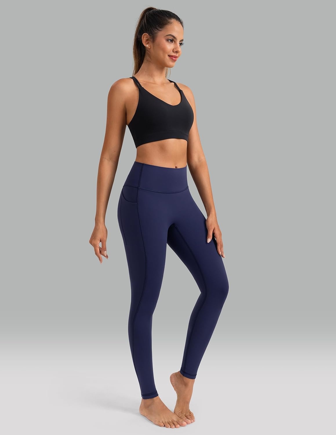 image:imageColorfulkoala Womens Dreamlux HighWaisted No Front Seam Yoga Leggings with PocketsEclipse