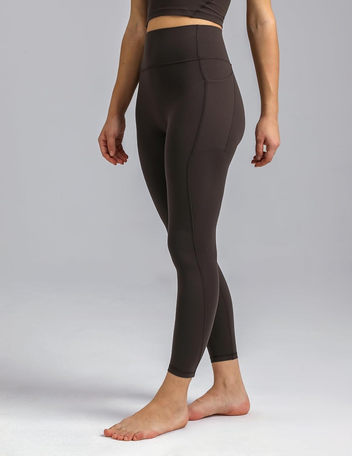 image:imageColorfulkoala Womens Dreamlux HighWaisted No Front Seam Yoga Leggings with PocketsEspresso
