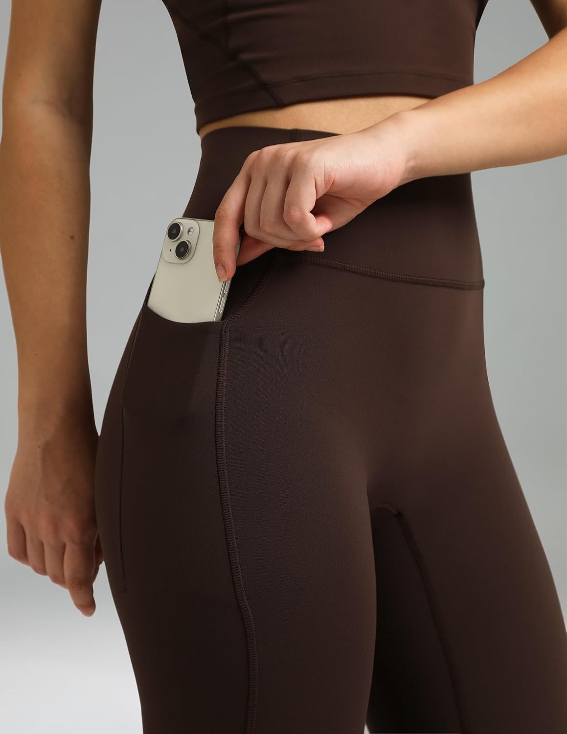 image:imageColorfulkoala Womens Dreamlux HighWaisted No Front Seam Yoga Leggings with PocketsEspresso