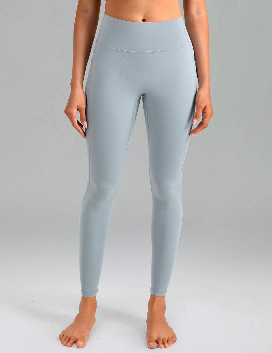 image:imageColorfulkoala Womens Dreamlux HighWaisted No Front Seam Yoga Leggings with PocketsFaded Denim