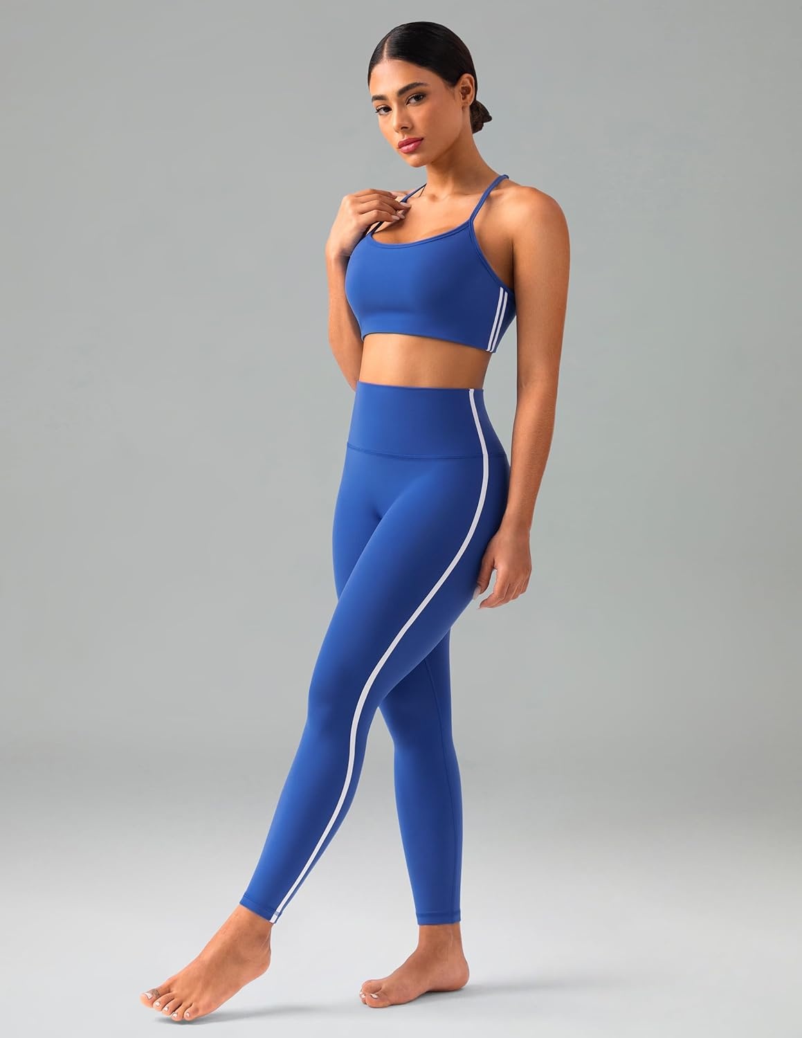 image:imageColorfulkoala Womens Dreamlux No Front Seam High Waist Yoga Leggings with Contrast Trim 25 InseamBaleine Blue