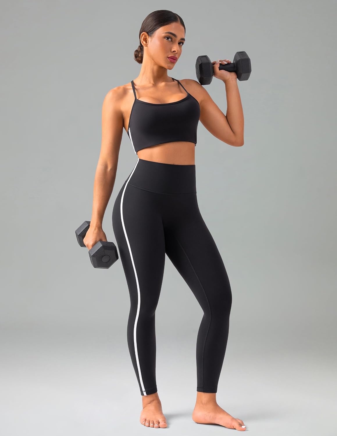 image:imageColorfulkoala Womens Dreamlux No Front Seam High Waist Yoga Leggings with Contrast Trim 25 InseamBlack