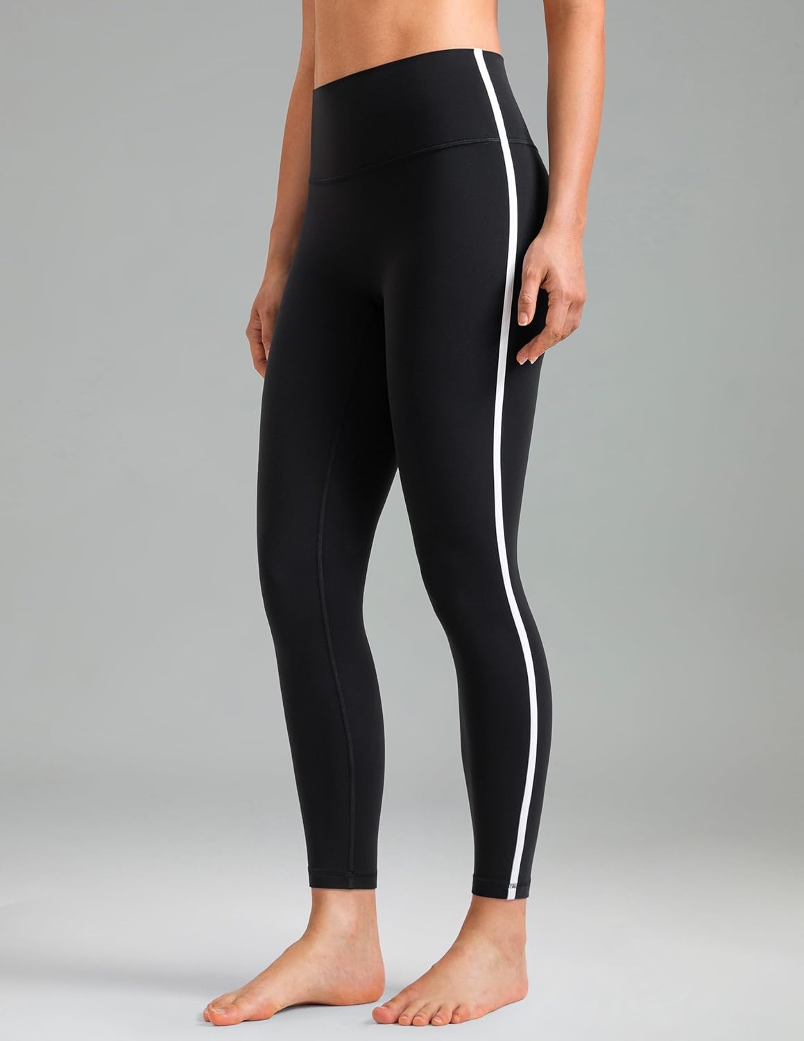 image:imageColorfulkoala Womens Dreamlux No Front Seam High Waist Yoga Leggings with Contrast Trim 25 InseamBlack