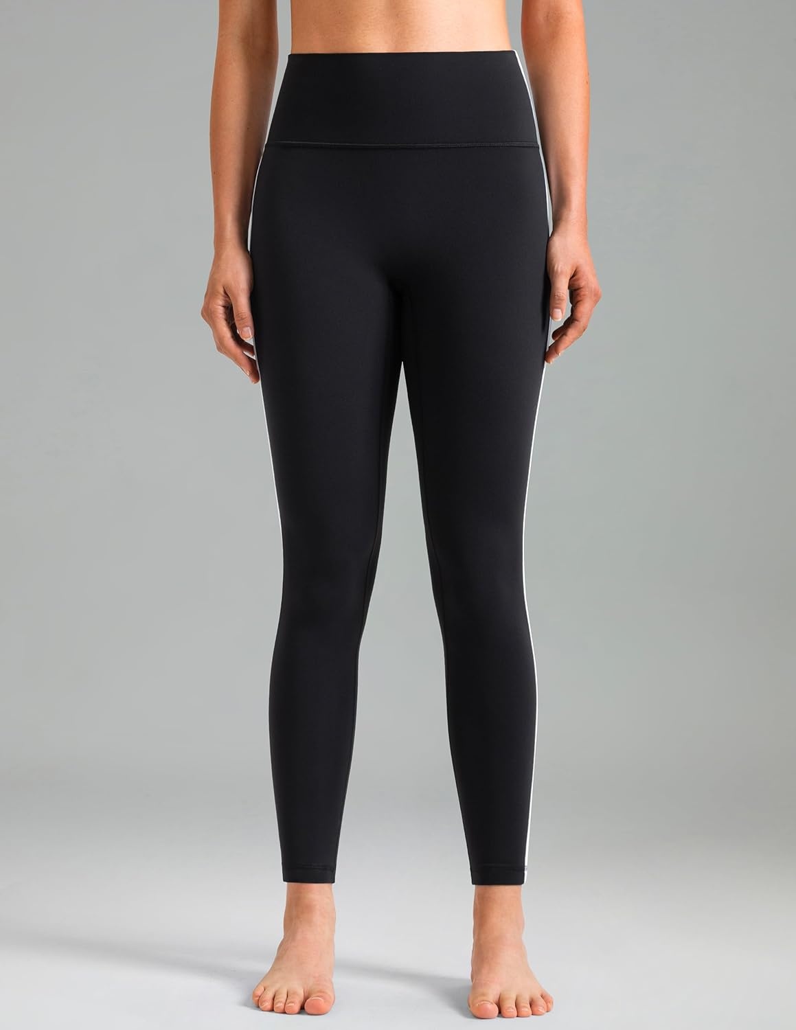 image:imageColorfulkoala Womens Dreamlux No Front Seam High Waist Yoga Leggings with Contrast Trim 25 InseamBlack