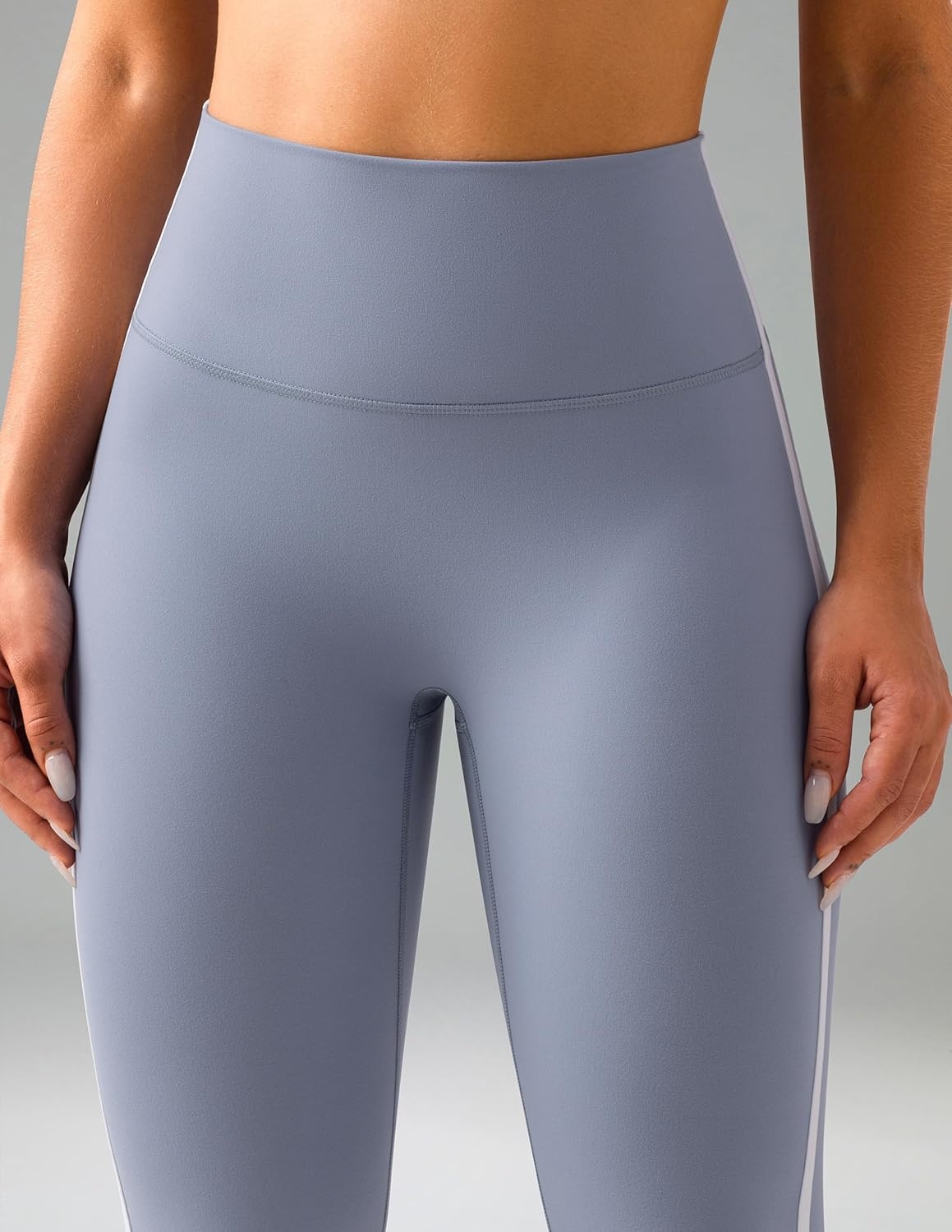 image:imageColorfulkoala Womens Dreamlux No Front Seam High Waist Yoga Leggings with Contrast Trim 25 InseamChambray