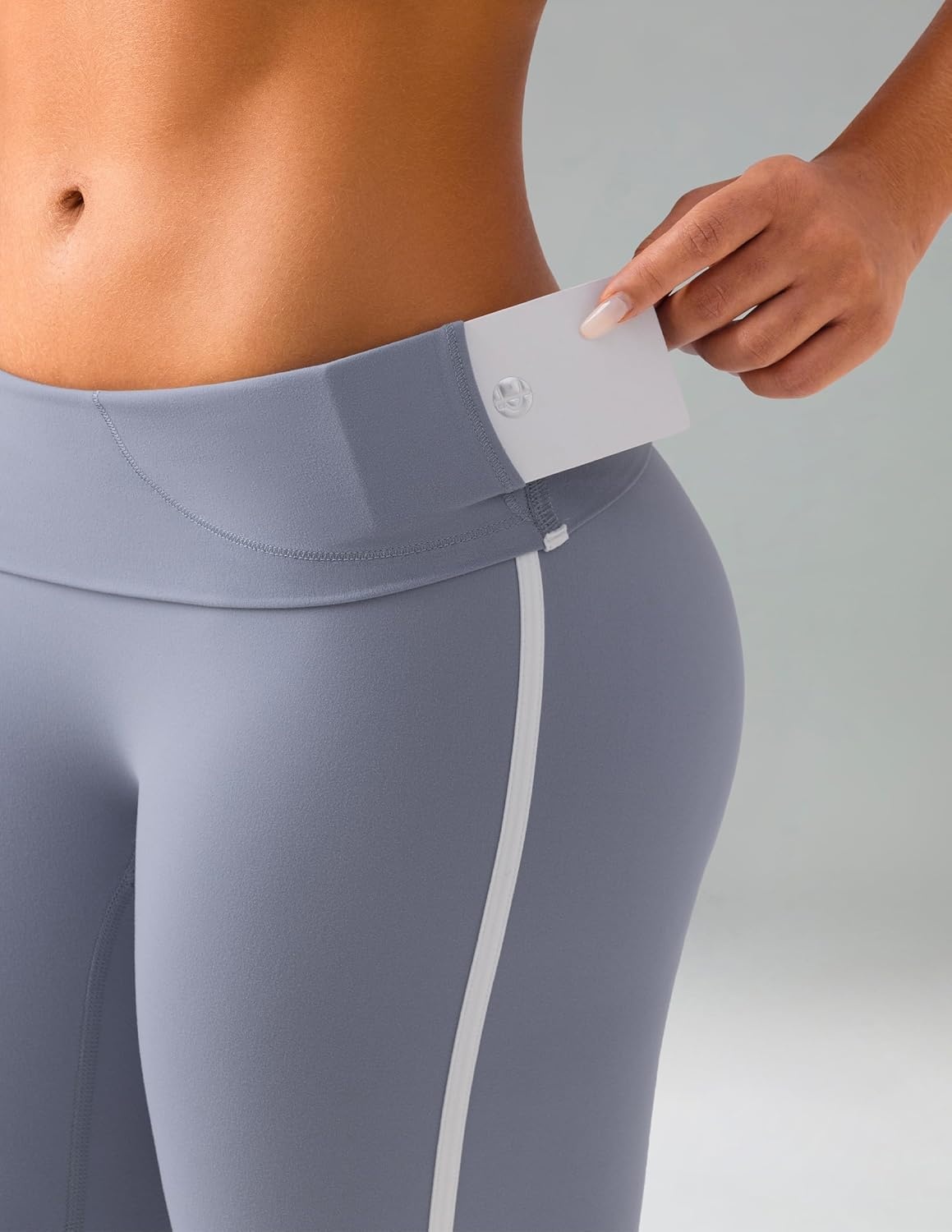 image:imageColorfulkoala Womens Dreamlux No Front Seam High Waist Yoga Leggings with Contrast Trim 25 InseamChambray