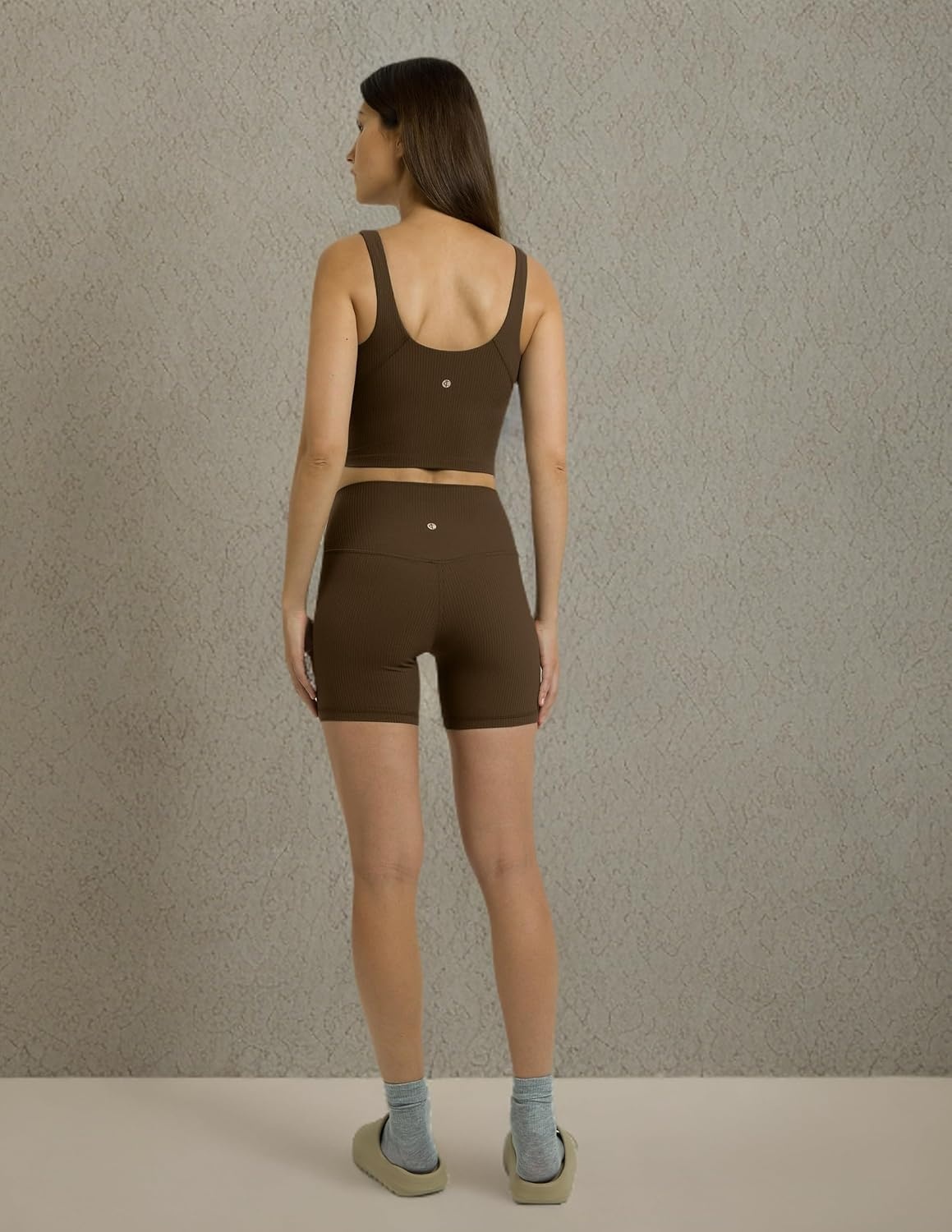 image:imageColorfulkoala Womens Dreamlux Ribbed VNeck Workout Tank Top with Builtin Shelf Bra Padded Cropped Yoga Shirts