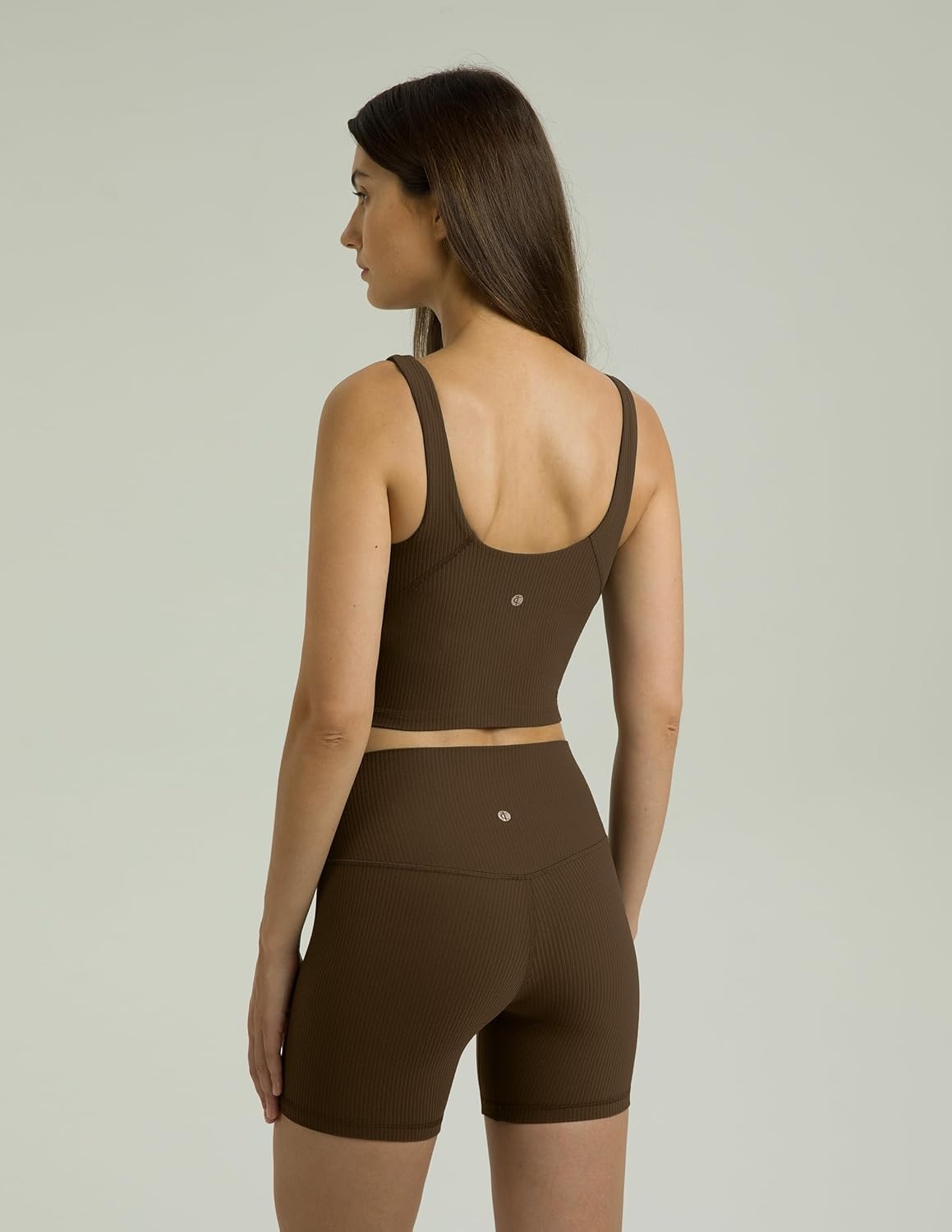 image:imageColorfulkoala Womens Dreamlux Ribbed VNeck Workout Tank Top with Builtin Shelf Bra Padded Cropped Yoga Shirts