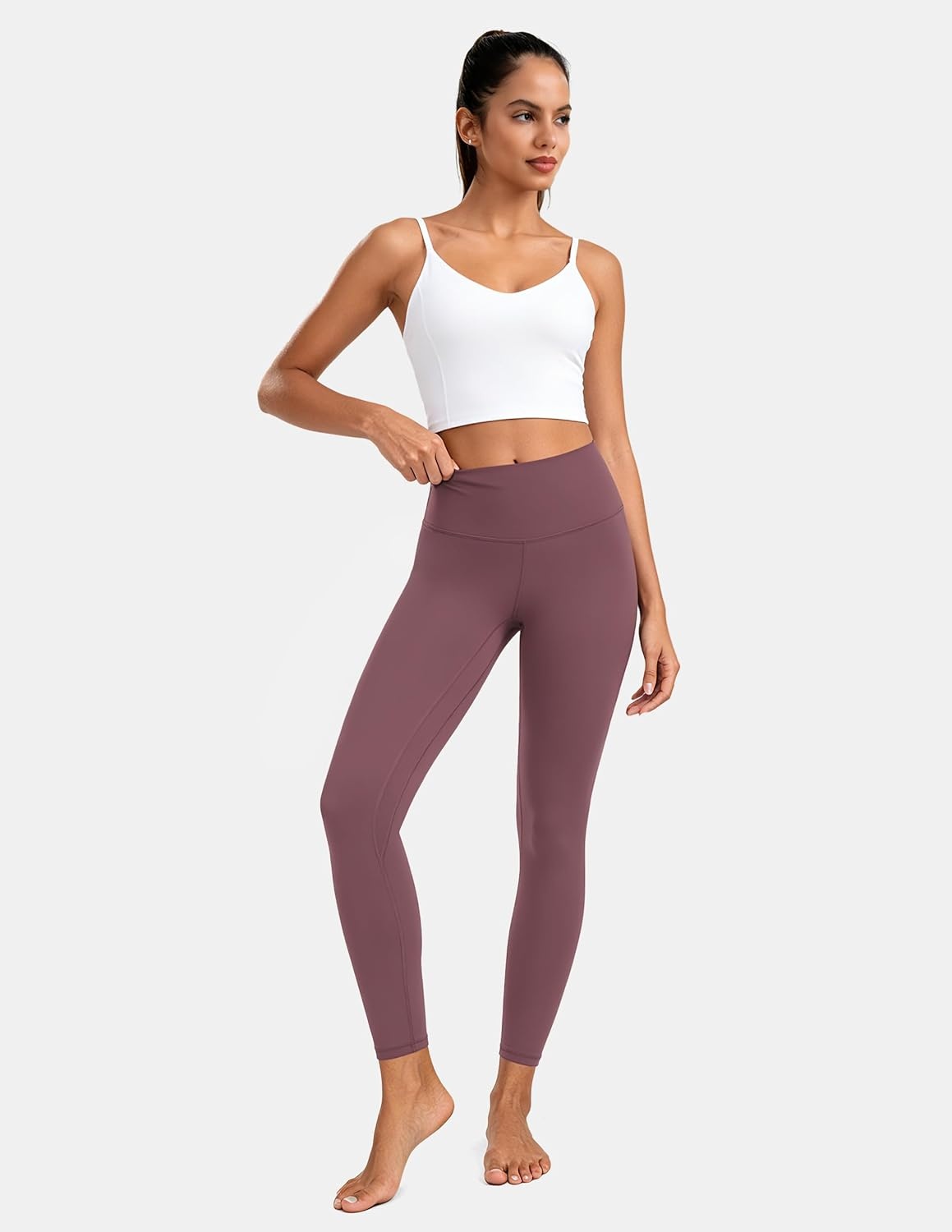 image:imageColorfulkoala Womens High Waisted Tummy Control Workout Leggings 78 Length Ultra Soft Yoga Pants 25Dusty Red