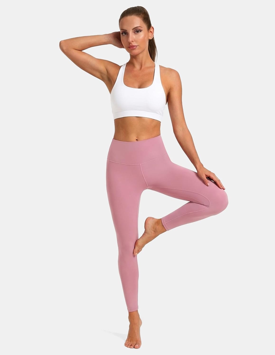 image:imageColorfulkoala Womens High Waisted Tummy Control Workout Leggings 78 Length Ultra Soft Yoga Pants 25Mauve Pink