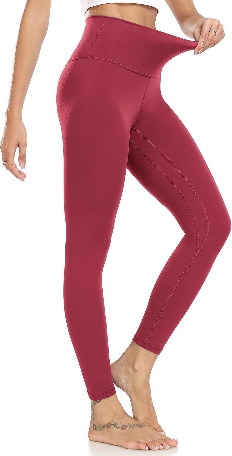 image:imageColorfulkoala Womens High Waisted Tummy Control Workout Leggings 78 Length Ultra Soft Yoga Pants 25Rose Red