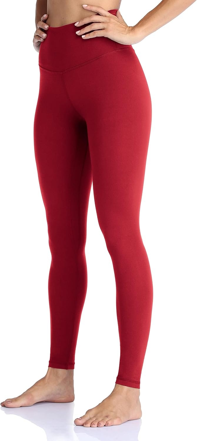 image:imageColorfulkoala Womens High Waisted Tummy Control Workout Leggings Full Length Ultra Soft Yoga Pants 28Rose Red