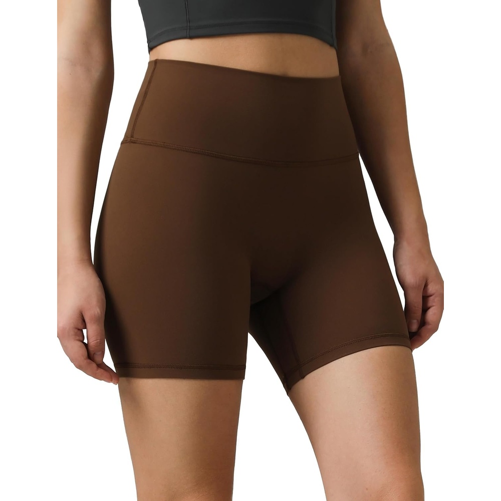 image:imageColorfulkoala Dreamlux No Front Seam High Waist Biker Shorts for Women 6 Inseam Workout Yoga ShortsCocoa