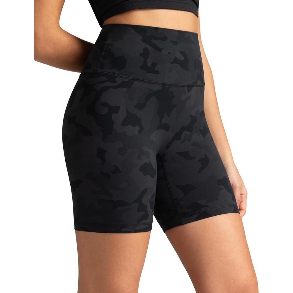image:imageColorfulkoala Dreamlux No Front Seam High Waist Biker Shorts for Women 6 Inseam Workout Yoga ShortsGrey Camouflage