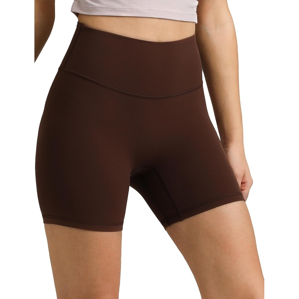 image:imageColorfulkoala Dreamlux No Front Seam High Waist Biker Shorts for Women 6 Inseam Workout Yoga ShortsRoasted Chestnut