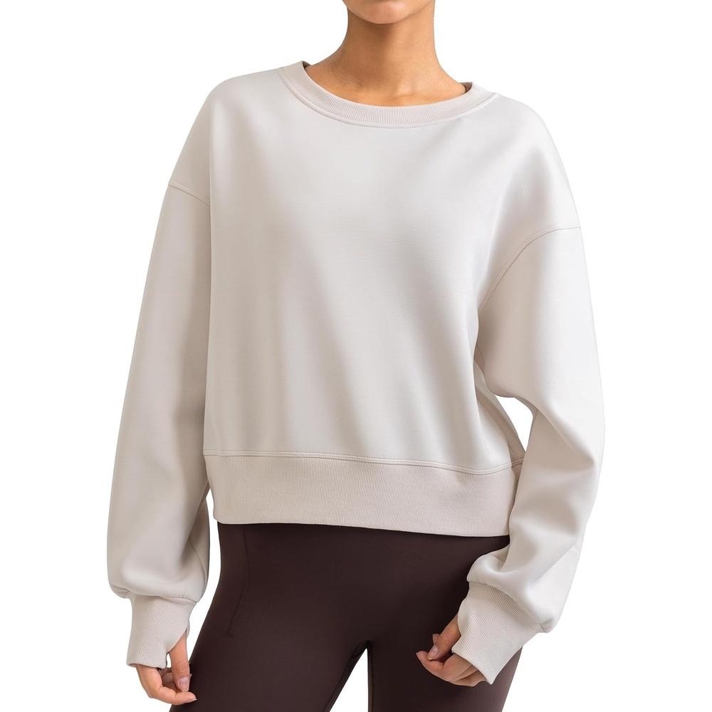 image:imageColorfulkoala Velvra Modal Fleece Lined Pullover Womens Soft amp Warm Lounge Sweatshirt Stylish Winter TopsIvory