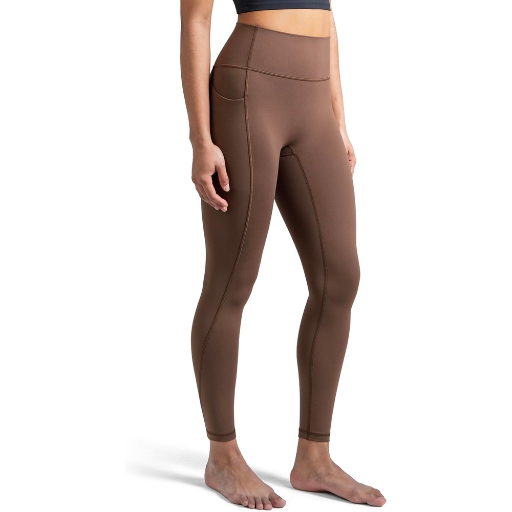 image:imageColorfulkoala Womens Dreamlux HighWaisted No Front Seam Yoga Leggings with PocketsCocoa