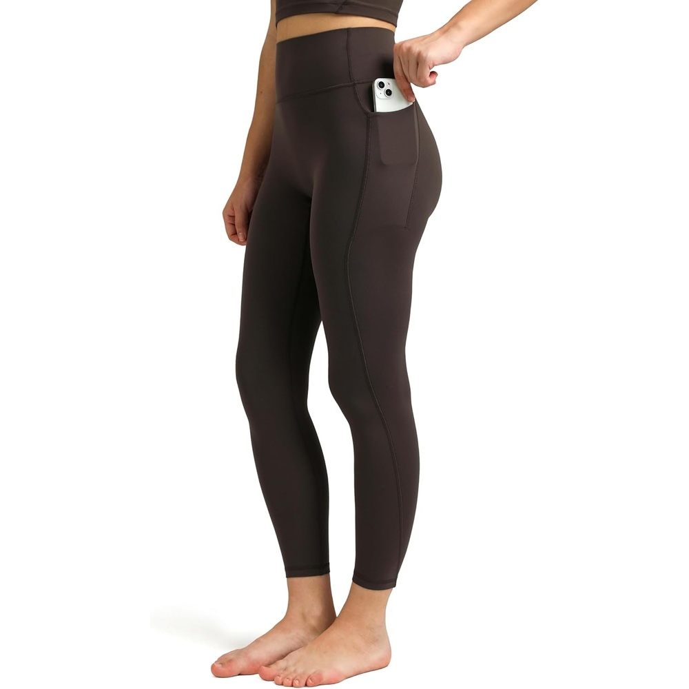 image:imageColorfulkoala Womens Dreamlux HighWaisted No Front Seam Yoga Leggings with PocketsEspresso