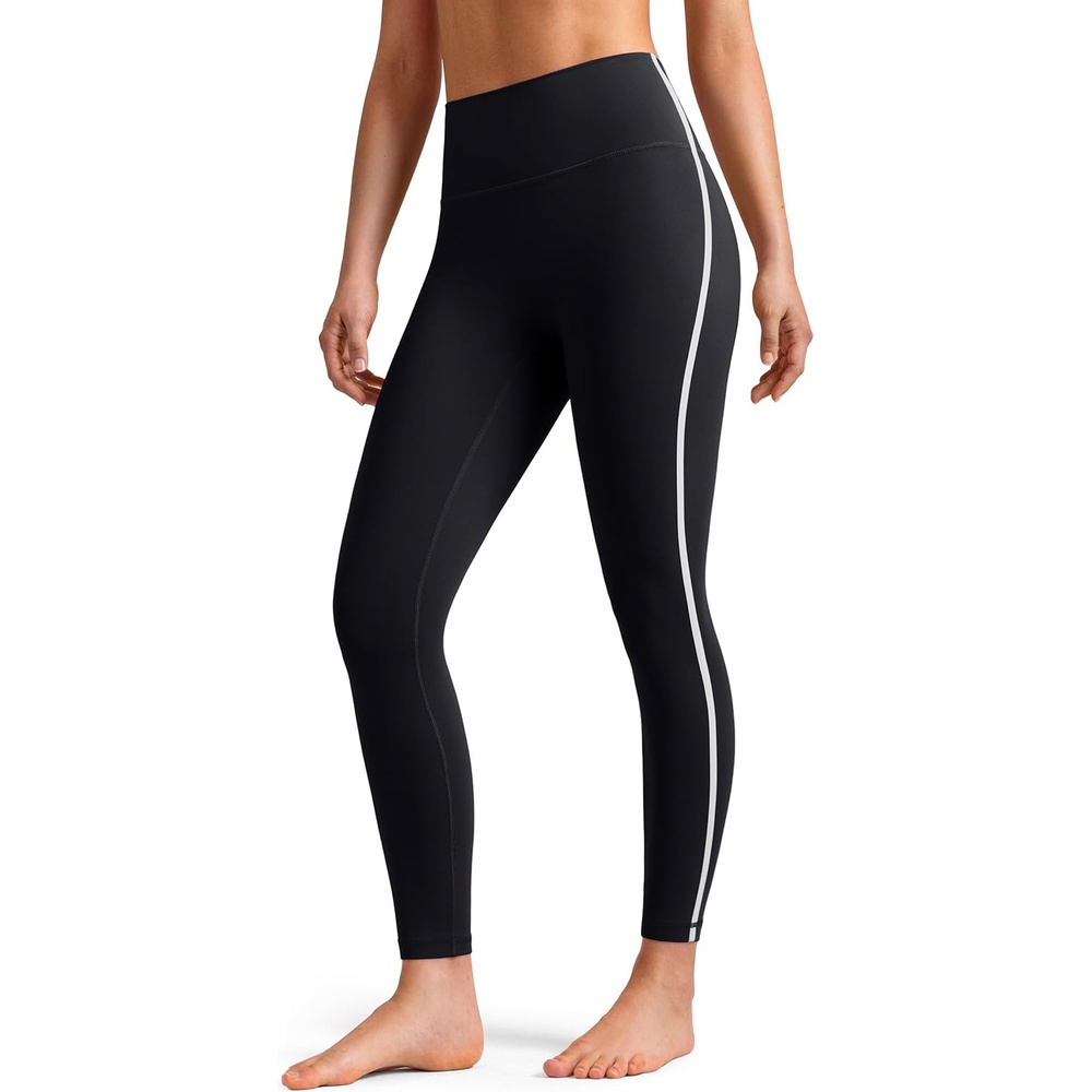 image:imageColorfulkoala Womens Dreamlux No Front Seam High Waist Yoga Leggings with Contrast Trim 25 InseamBlack