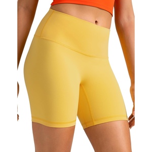 image:imageColorfulkoala Dreamlux No Front Seam High Waist Biker Shorts for Women 6 Inseam Workout Yoga ShortsBlazing Yellow