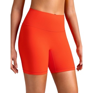 image:imageColorfulkoala Dreamlux No Front Seam High Waist Biker Shorts for Women 6 Inseam Workout Yoga ShortsCherry Tomato