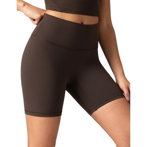 image:imageColorfulkoala Dreamlux No Front Seam High Waist Biker Shorts for Women 6 Inseam Workout Yoga ShortsEspresso