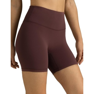 image:imageColorfulkoala Dreamlux No Front Seam High Waist Biker Shorts for Women 6 Inseam Workout Yoga ShortsPlum Red