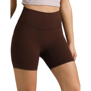 image:imageColorfulkoala Dreamlux No Front Seam High Waist Biker Shorts for Women 6 Inseam Workout Yoga ShortsRoasted Chestnut