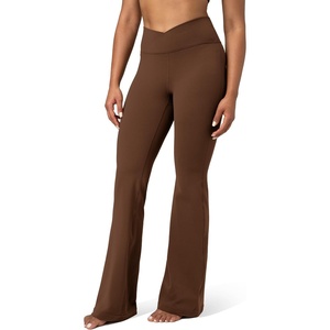 image:imageColorfulkoala Womens Dreamlux Crossover Flare Leggings High Waisted Tummy Control Wide Leg Yoga Pants 295  315 InseamRoasted Chestnut