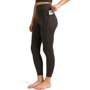 image:imageColorfulkoala Womens Dreamlux HighWaisted No Front Seam Yoga Leggings with PocketsEspresso