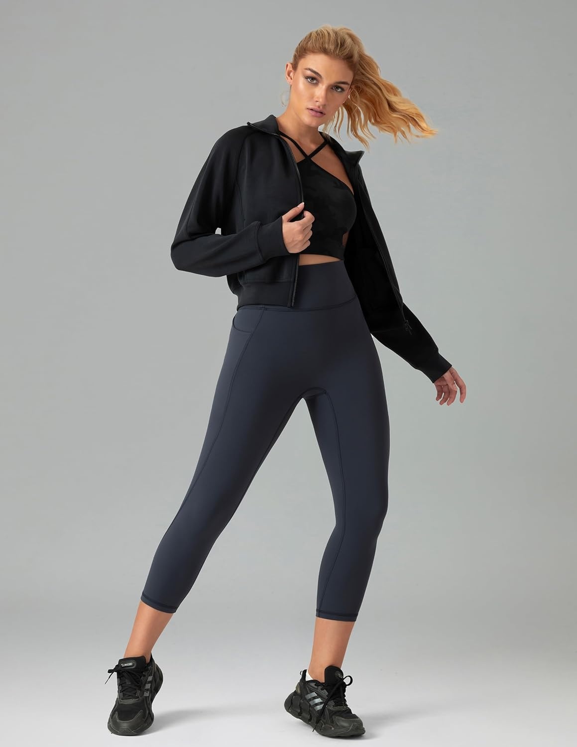image:imageColorfulkoala Dreamlux No Front Seam Capri Leggings with Pockets for Women High Waisted 21 Buttery Soft Yoga PantsBlue Ink