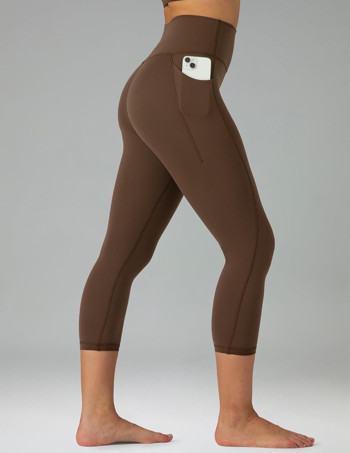 image:imageColorfulkoala Dreamlux No Front Seam Capri Leggings with Pockets for Women High Waisted 21 Buttery Soft Yoga PantsCocoa