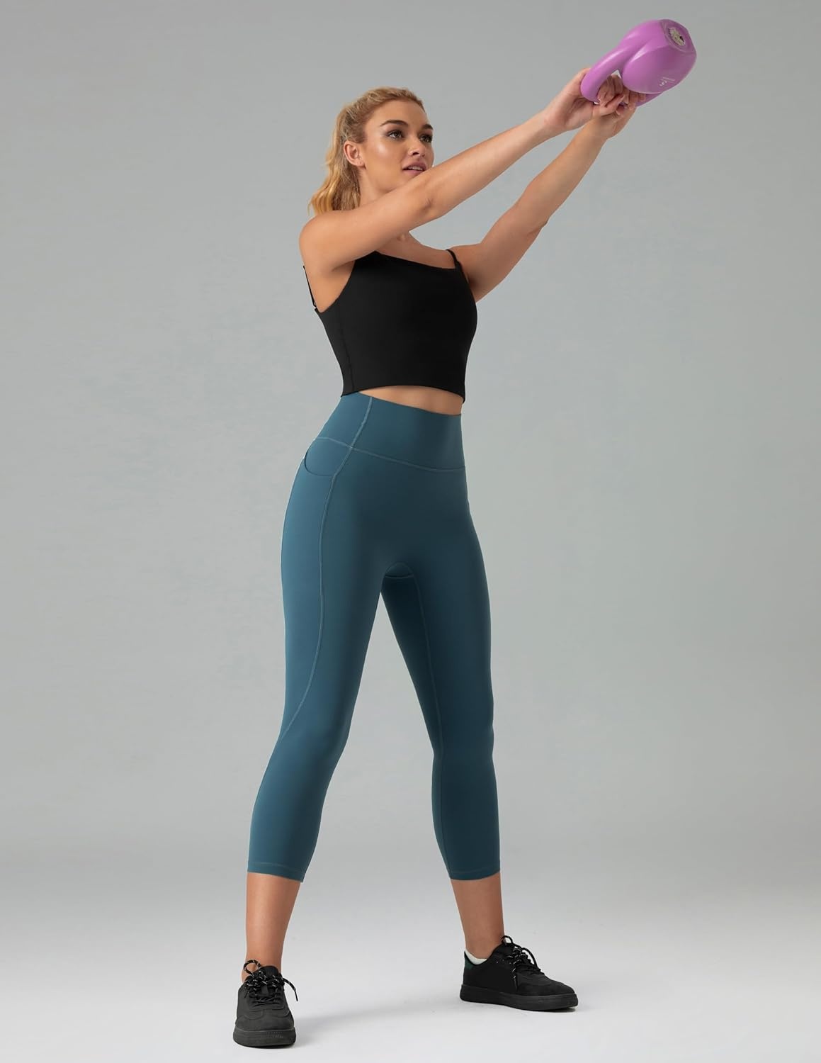 image:imageColorfulkoala Dreamlux No Front Seam Capri Leggings with Pockets for Women High Waisted 21 Buttery Soft Yoga PantsDark Jasper