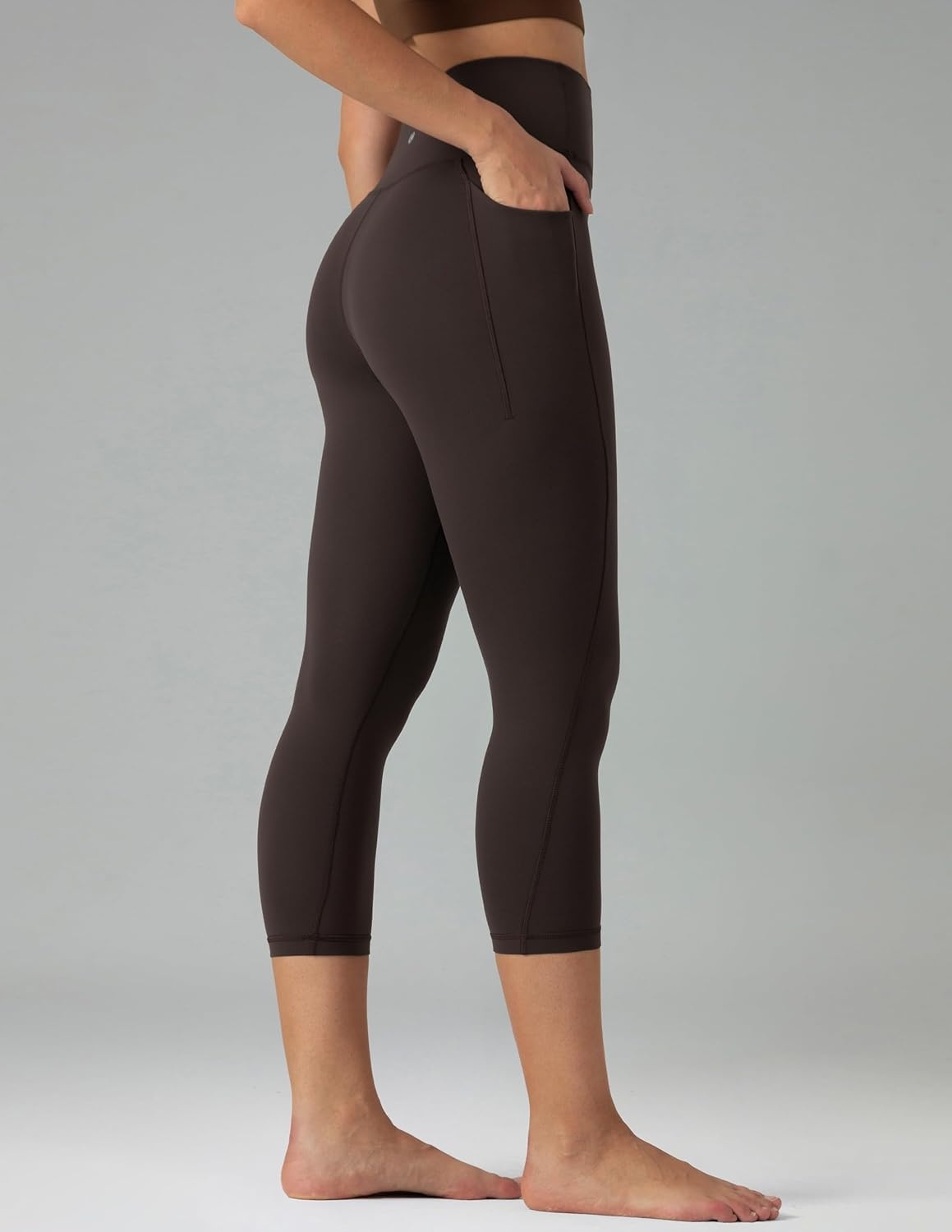 image:imageColorfulkoala Dreamlux No Front Seam Capri Leggings with Pockets for Women High Waisted 21 Buttery Soft Yoga PantsEspresso