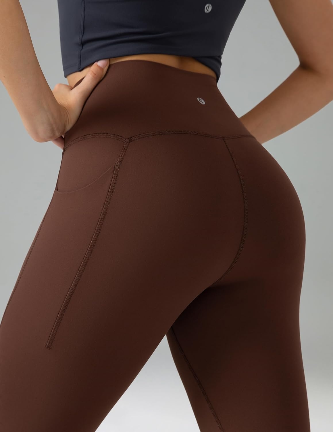 image:imageColorfulkoala Dreamlux No Front Seam Capri Leggings with Pockets for Women High Waisted 21 Buttery Soft Yoga PantsRoasted Chestnut